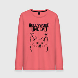 Лонгслив хлопковый мужской Hollywood Undead - rock cat, цвет: коралловый