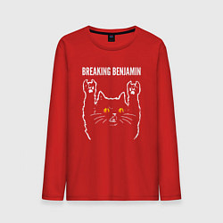 Лонгслив хлопковый мужской Breaking Benjamin rock cat, цвет: красный