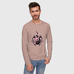 Лонгслив хлопковый мужской Blackpink - logo in yang, цвет: пыльно-розовый — фото 2