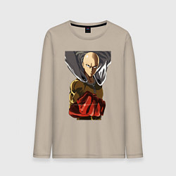 Лонгслив хлопковый мужской Saitama fist, цвет: миндальный