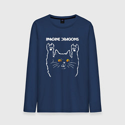 Лонгслив хлопковый мужской Imagine Dragons rock cat, цвет: тёмно-синий