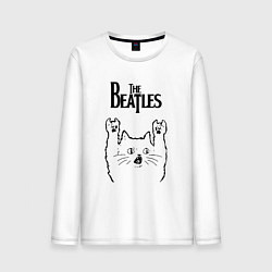 Лонгслив хлопковый мужской The Beatles - rock cat, цвет: белый