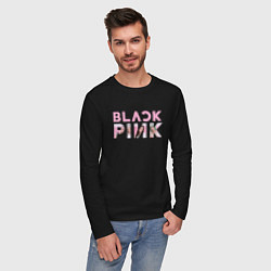 Лонгслив хлопковый мужской Blackpink logo Jisoo Lisa Jennie Rose, цвет: черный — фото 2