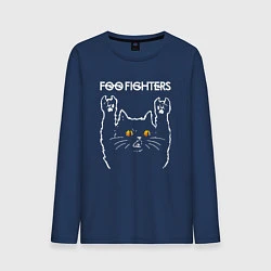 Лонгслив хлопковый мужской Foo Fighters rock cat, цвет: тёмно-синий