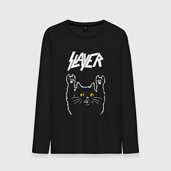 Лонгслив хлопковый мужской Slayer rock cat, цвет: черный