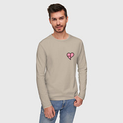 Лонгслив хлопковый мужской Сердечко BlackPink - мини, цвет: миндальный — фото 2