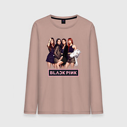 Лонгслив хлопковый мужской Rose Blackpink kpop, цвет: пыльно-розовый