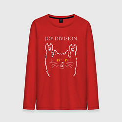 Лонгслив хлопковый мужской Joy Division rock cat, цвет: красный