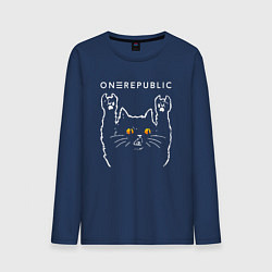 Лонгслив хлопковый мужской OneRepublic rock cat, цвет: тёмно-синий