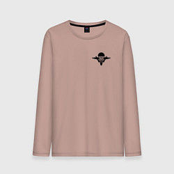 Лонгслив хлопковый мужской ВДВ символ логотип, цвет: пыльно-розовый