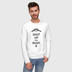 Лонгслив хлопковый мужской Shut up and rush b, цвет: белый — фото 2