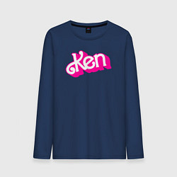 Лонгслив хлопковый мужской Логотип розовый Кен, цвет: тёмно-синий