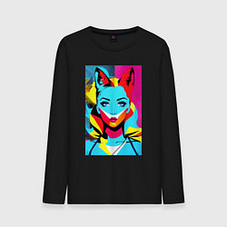 Мужской лонгслив Fox girl - pop art - neural network