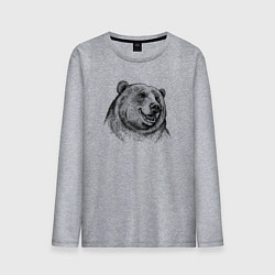 Лонгслив хлопковый мужской Медведь улыбается, цвет: меланж