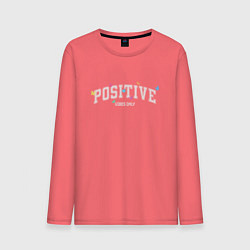 Лонгслив хлопковый мужской Positive vibes only, цвет: коралловый