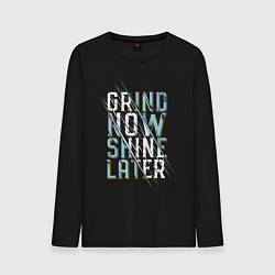 Лонгслив хлопковый мужской Grind now Shine later, цвет: черный