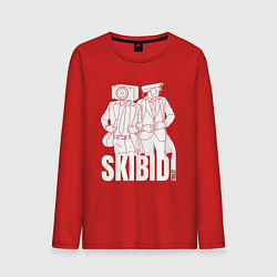 Лонгслив хлопковый мужской Skibidi Toilet Cameraman and Speakerman, цвет: красный
