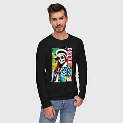 Лонгслив хлопковый мужской Skeleton fashionista - Milano - pop art, цвет: черный — фото 2