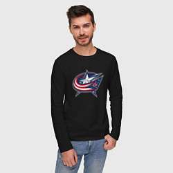Лонгслив хлопковый мужской Columbus blue jackets - hockey team - emblem, цвет: черный — фото 2