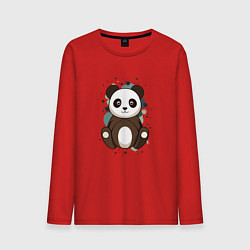 Лонгслив хлопковый мужской Странная панда, цвет: красный