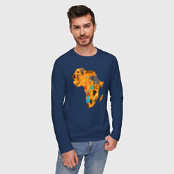 Лонгслив хлопковый мужской Красочная Африка, цвет: тёмно-синий — фото 2