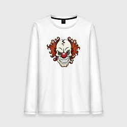 Лонгслив хлопковый мужской Clown skull, цвет: белый