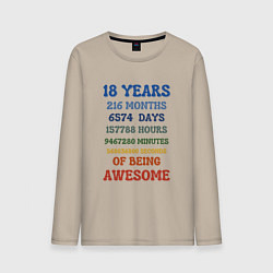 Мужской лонгслив 18 лет в месяцах - днях - часах - минутах - секунд