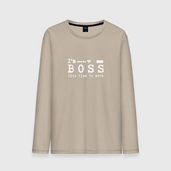 Лонгслив хлопковый мужской Boss this time to work, цвет: миндальный