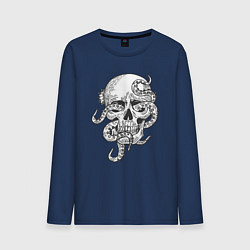 Лонгслив хлопковый мужской Skull octopus, цвет: тёмно-синий