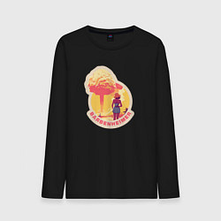 Лонгслив хлопковый мужской Барби смотрит на гриб - Барбигеймер, цвет: черный