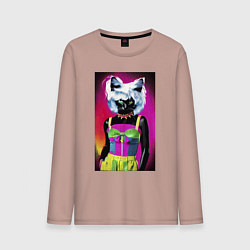 Мужской лонгслив Cat fashionista - pop art - neural network