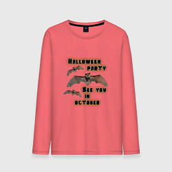 Лонгслив хлопковый мужской Хэллоуин, весёлая вечеринка, цвет: коралловый