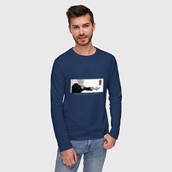 Лонгслив хлопковый мужской Сатору Годжо - маг битва, цвет: тёмно-синий — фото 2