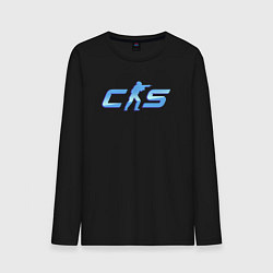 Лонгслив хлопковый мужской CS2 blue logo, цвет: черный