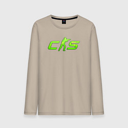 Лонгслив хлопковый мужской CS2 green logo, цвет: миндальный