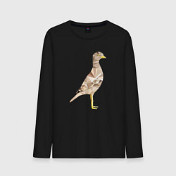 Лонгслив хлопковый мужской Авдотка птица в стиле Low Poly, цвет: черный