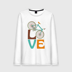 Лонгслив хлопковый мужской Люблю велосипед, цвет: белый
