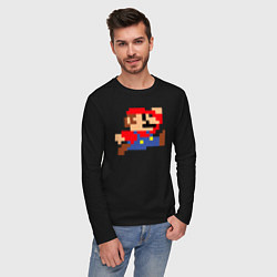 Лонгслив хлопковый мужской Пиксельный Марио, цвет: черный — фото 2