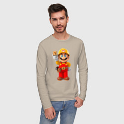 Лонгслив хлопковый мужской Марио-строитель, цвет: миндальный — фото 2