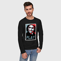Лонгслив хлопковый мужской Play saw, цвет: черный — фото 2