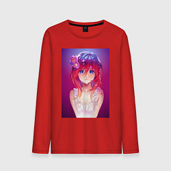 Лонгслив хлопковый мужской Anime Girl refflex, цвет: красный