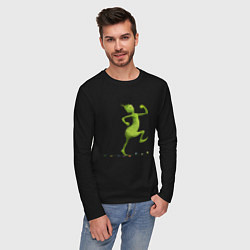 Лонгслив хлопковый мужской Веселый Гринч похититель Рождества, цвет: черный — фото 2