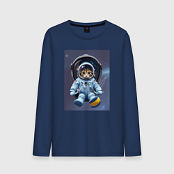 Лонгслив хлопковый мужской Котенок отправляется в космос, цвет: тёмно-синий