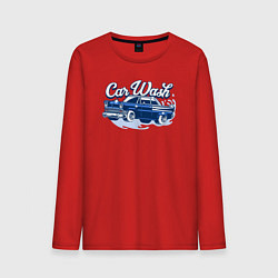 Лонгслив хлопковый мужской Автомойка, цвет: красный