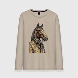 Лонгслив хлопковый мужской Конь в бежевом пальто, цвет: миндальный