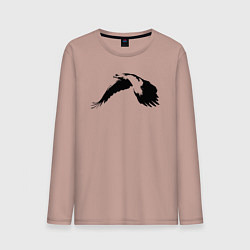 Лонгслив хлопковый мужской Орёл в полёте трафарет, цвет: пыльно-розовый