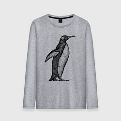Лонгслив хлопковый мужской Пингвин сбоку, цвет: меланж