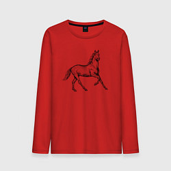 Лонгслив хлопковый мужской Лошадь скачет в профиль, цвет: красный