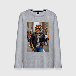 Мужской лонгслив Cool tiger on the streets of New York - ai art