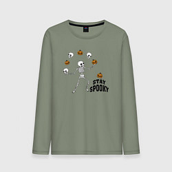 Лонгслив хлопковый мужской Stay spooky, цвет: авокадо